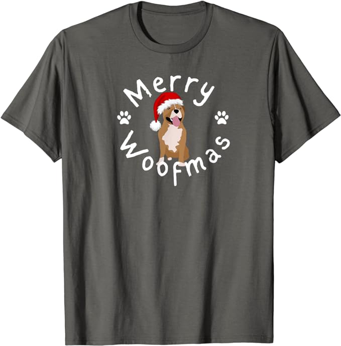 Merry Woofmas Festive Bully-Inspired Christmas Holiday Dog T-Shirt