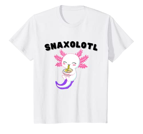 Kids Cute "Snaxolotl" - Axolotl Eating Ramen for Girls T-Shirt