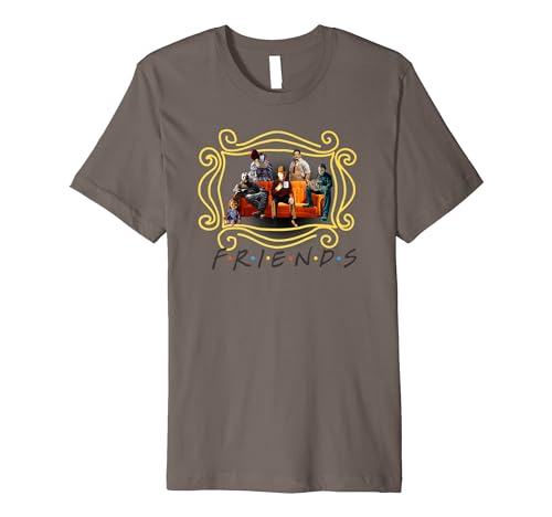Halloween Friends on a Spooky Orange Coffee Shop Couch Premium T-Shirt