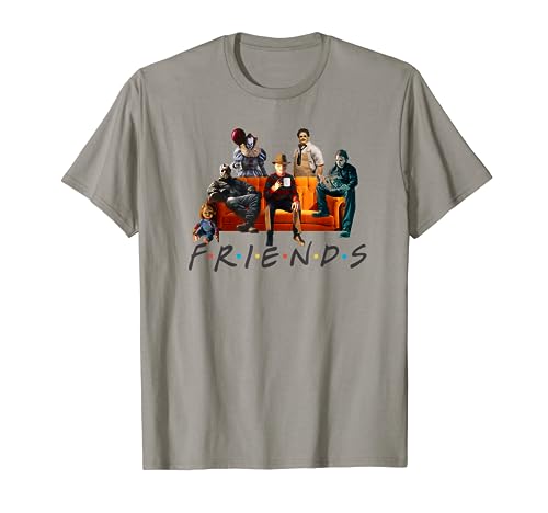 Halloween Friends Crew Gathering on a Spooky Orange Couch T-Shirt