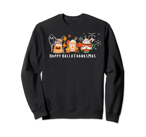 "Happy HalloThanksmas" Festive Fall to Winter Holiday Design Sweatshirt