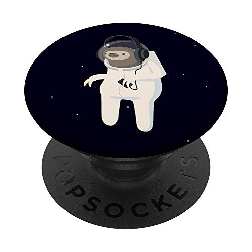 Space Sloth Cute Black Phone Stand PopSockets PopGrip: Swappable Grip for Phones & Tablets