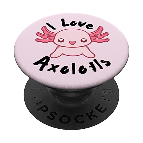 Charming Pink Axolotl Design - "I Love Axolotls" PopSockets Swappable PopGrip
