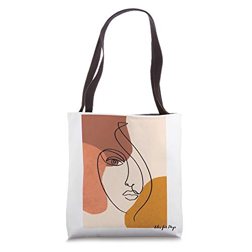 Boho Minimalist Abstract Feminist Line Art - Woman's Face Tote Bag