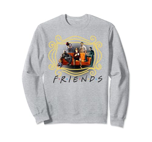 Halloween Friends on a Spooky Orange Coffee Shop Couch Sweatshirt