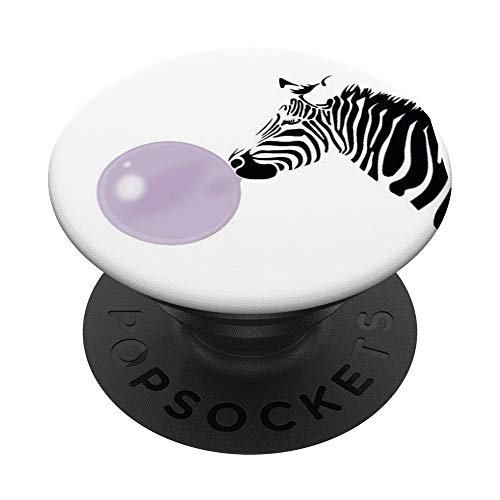 Zebra Chewing Pink Bubble Gum and Blowing a Bubble PopSockets PopGrip: Swappable Grip for Phones & Tablets