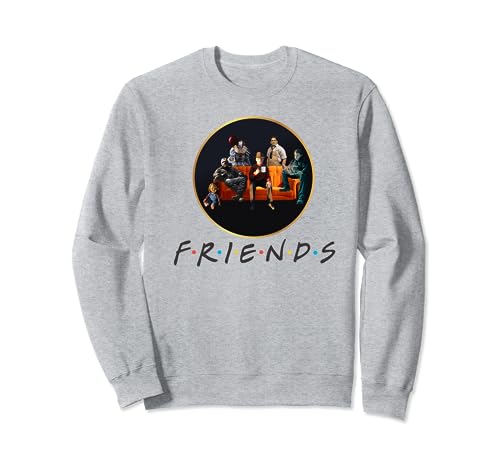 Halloween Friends Crew on a Spooky Orange Couch Sweatshirt