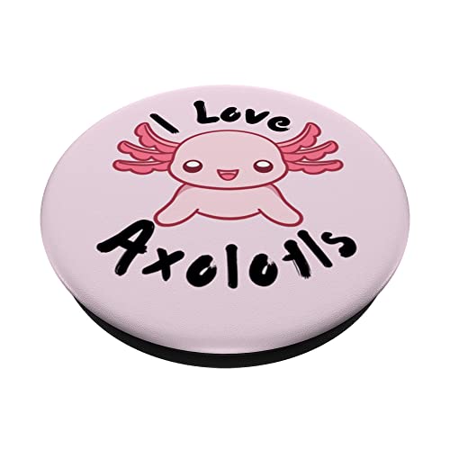 Charming Pink Axolotl Design - "I Love Axolotls" PopSockets Swappable PopGrip