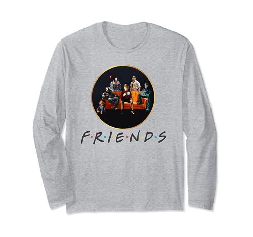 Halloween Friends Crew on a Spooky Orange Couch Long Sleeve T-Shirt
